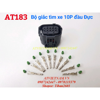 Bộ Giắc Cắm Đầu Đực 10 Lỗ Giắc Tìm Xe 10P Chống Nước - AT183 ( Bịch 5 bộ)